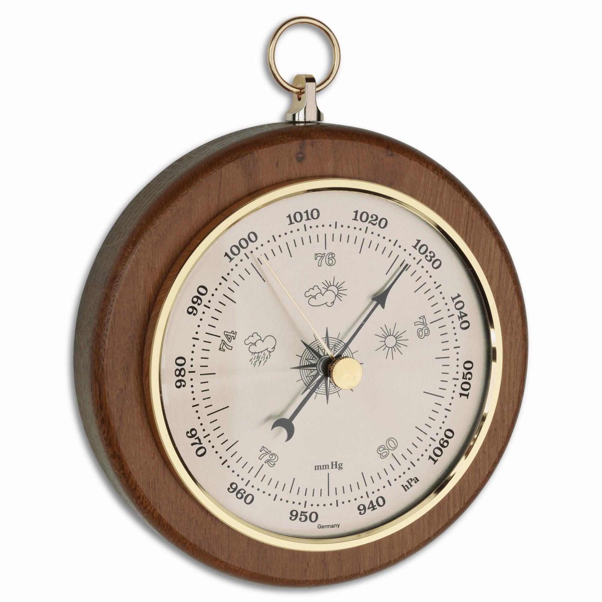 TFA Germany ARLO Wooden Barometer, 14cm - Clocks Central