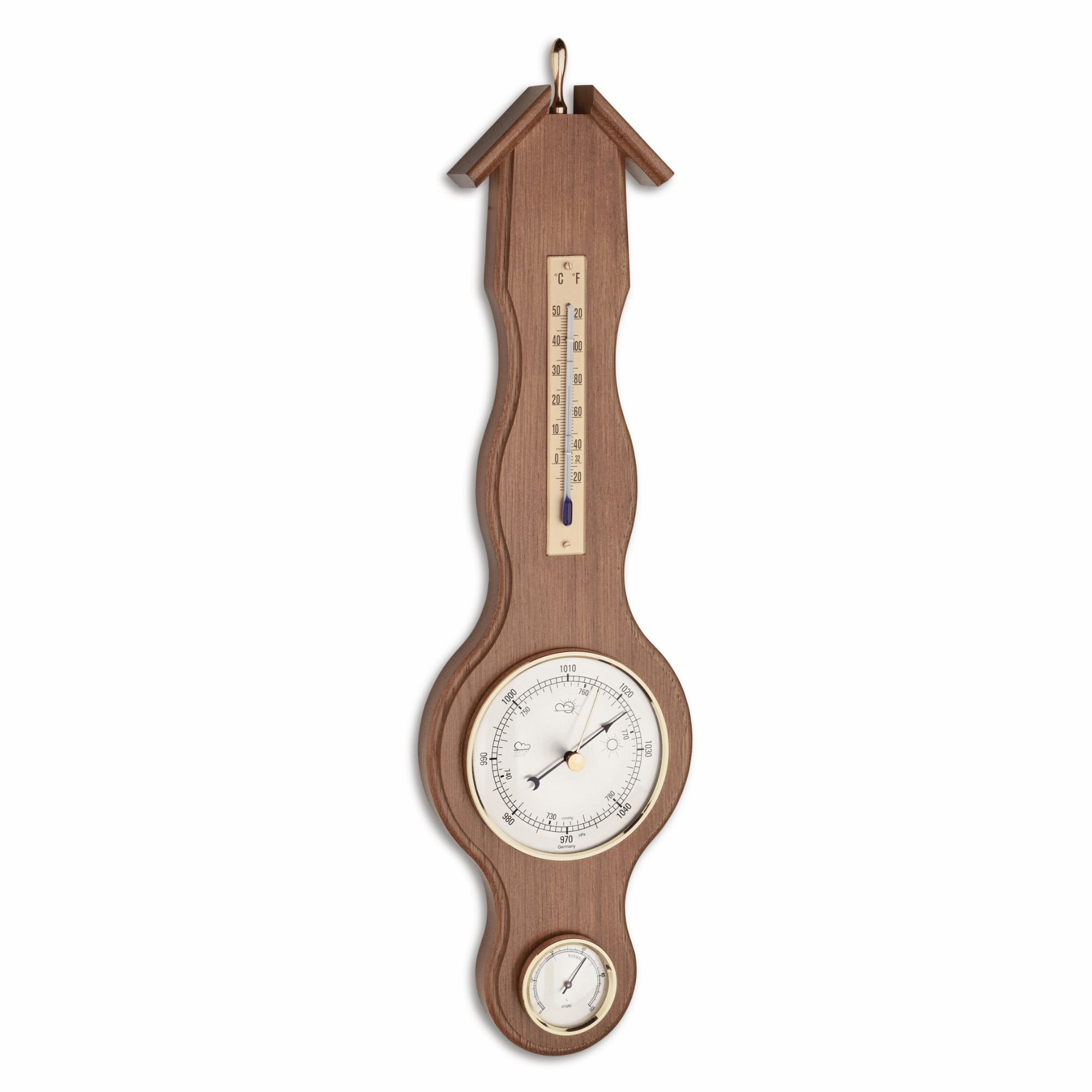TFA Germany AMOS Sheraton Style Wooden Weather Station, 46cm - Clocks Central 