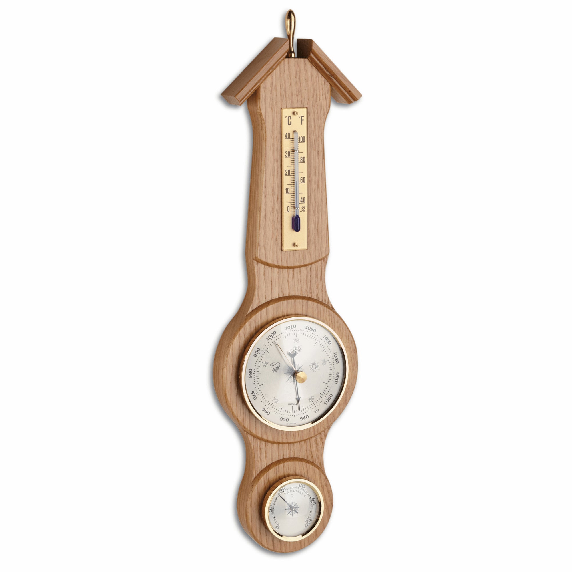 TFA Germany JONAS Sheraton Style Wooden Weather Station, 39cm - Clocks Central 