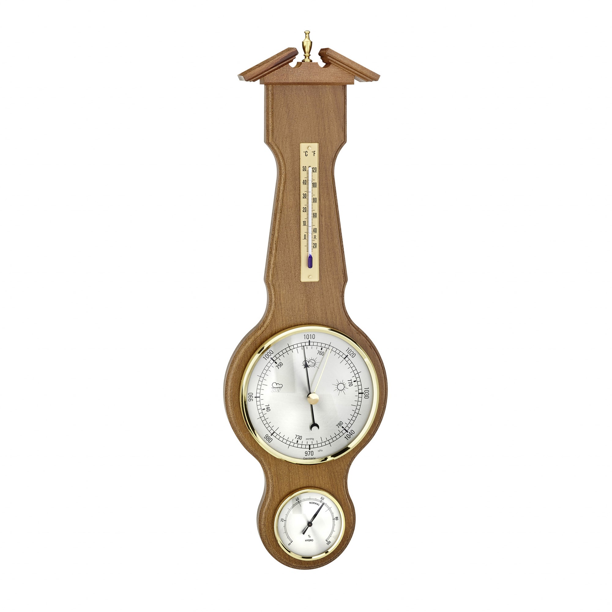 TFA Germany VICTOR Sheraton Style Wooden Weather Station, 53cm - Clocks Central 