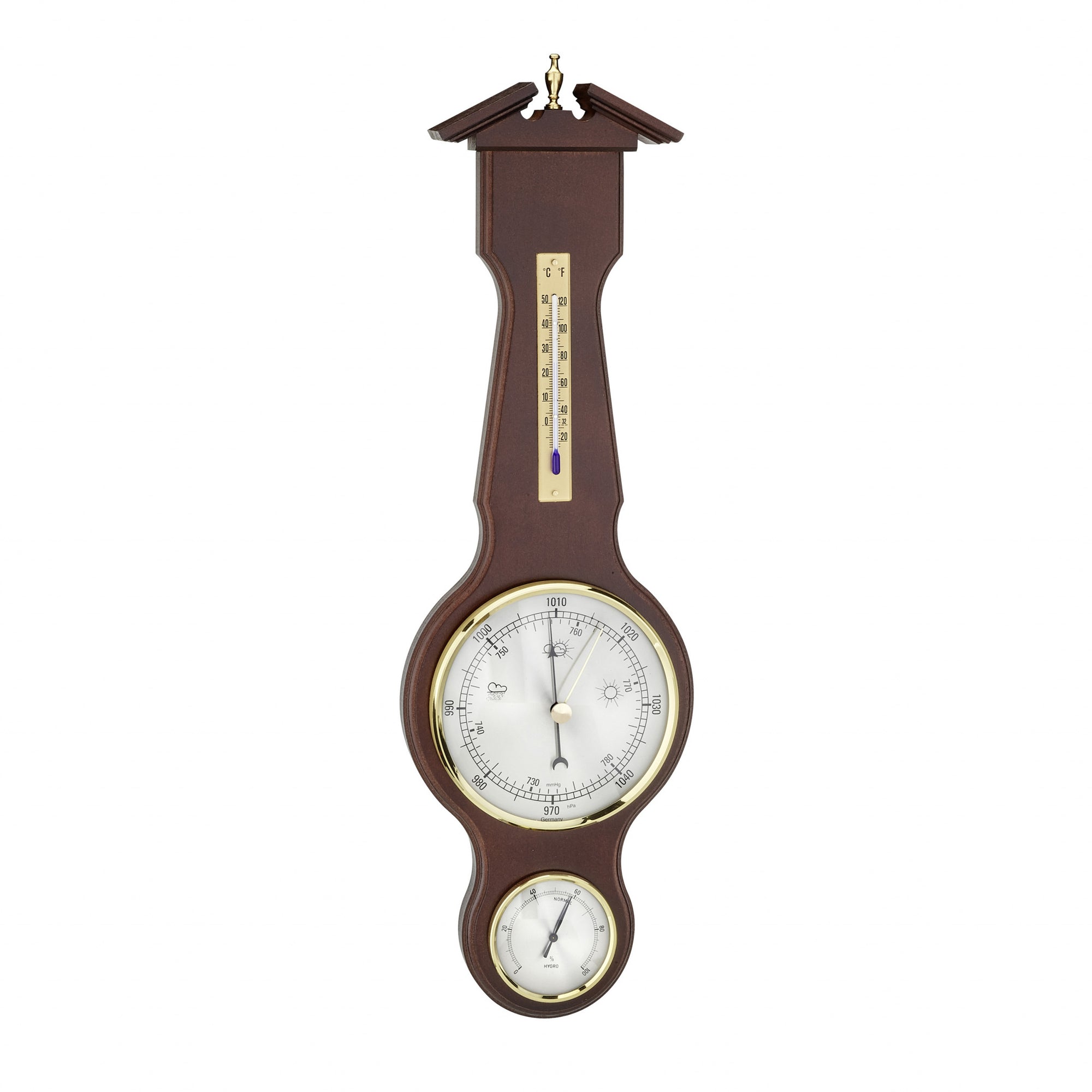 TFA Germany VICTOR Sheraton Style Wooden Weather Station, 53cm - Clocks Central 