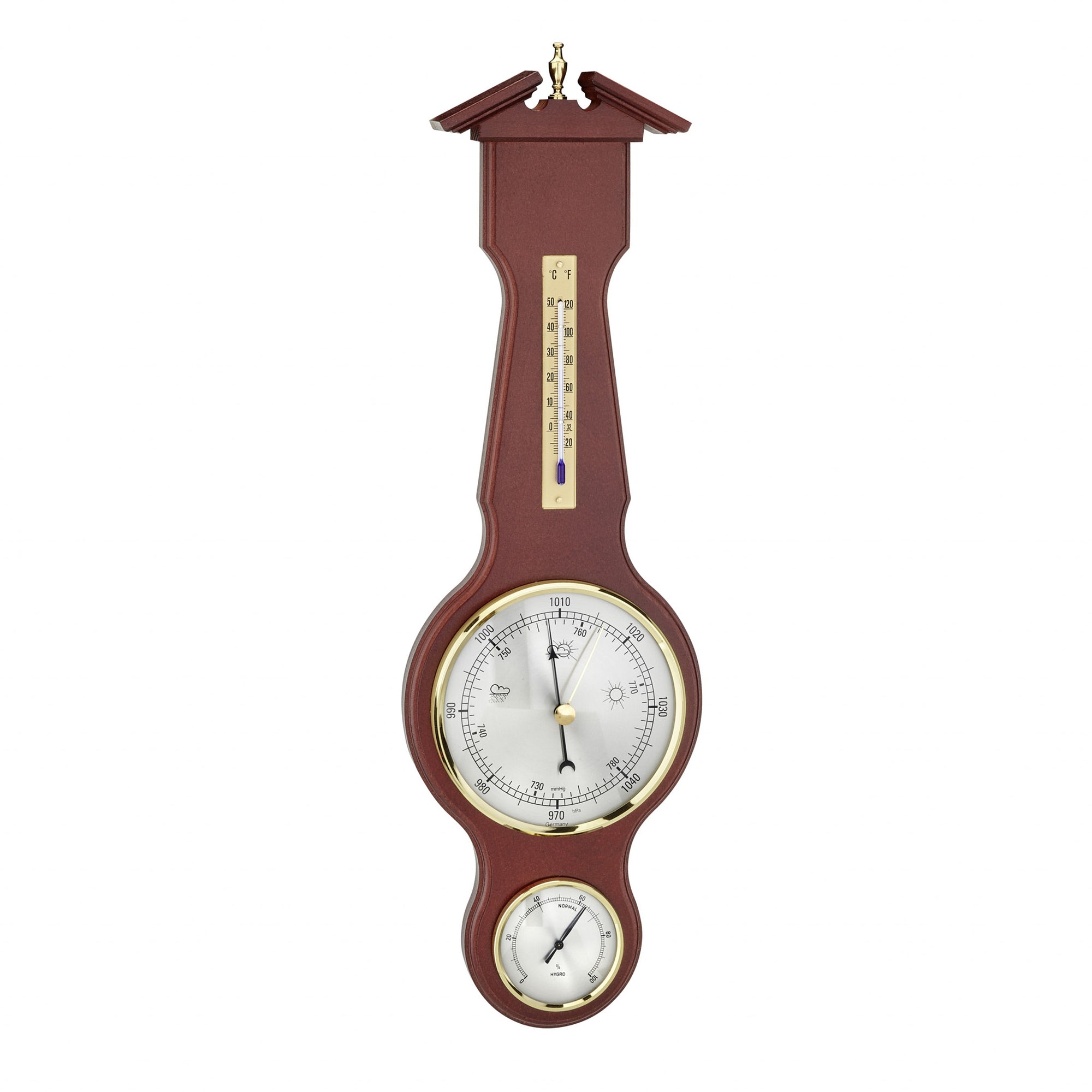 TFA Germany VICTOR Sheraton Style Wooden Weather Station, 53cm - Clocks Central 
