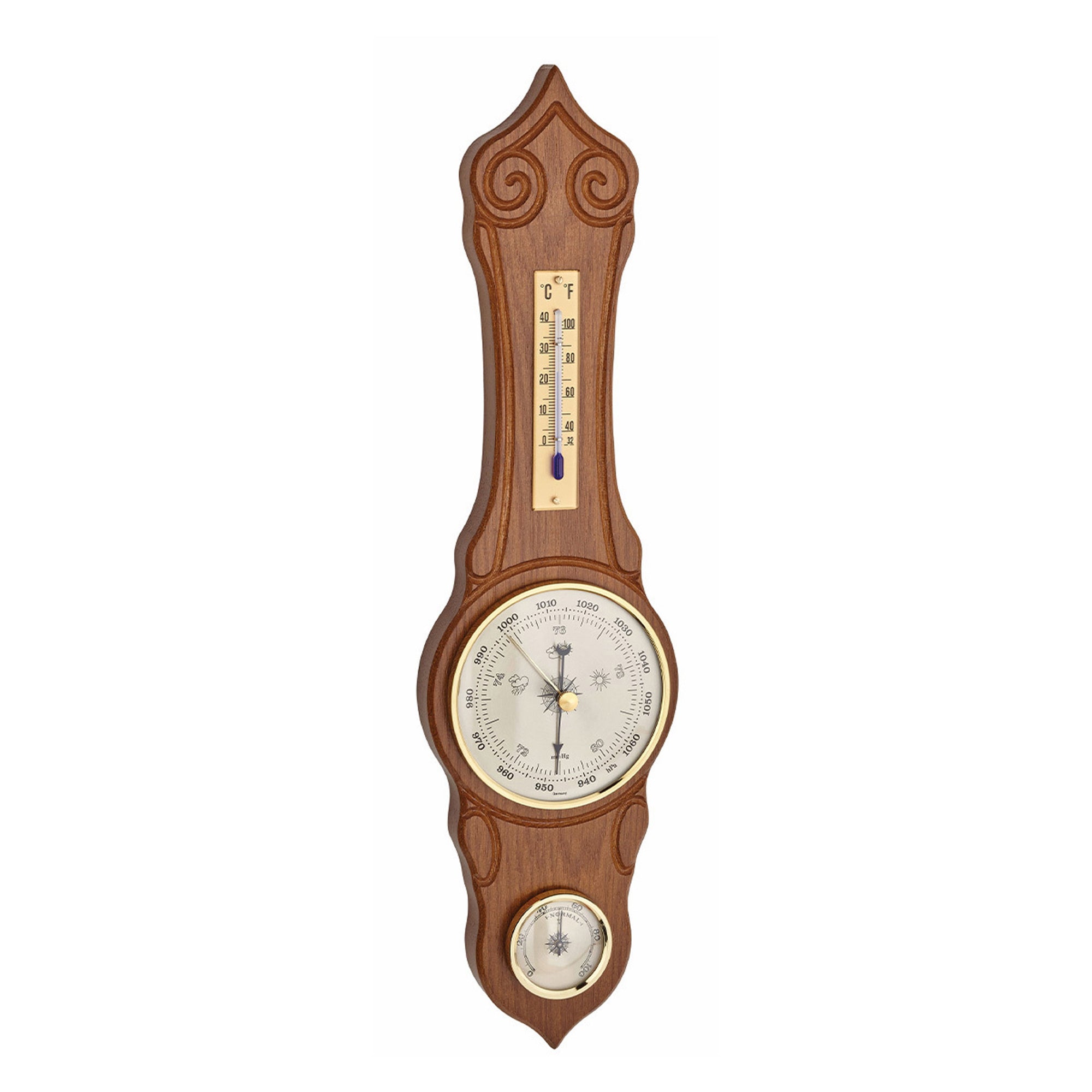 TFA Germany MONA Sheraton Style Wooden Weather Station, 42cm - Clocks Central 