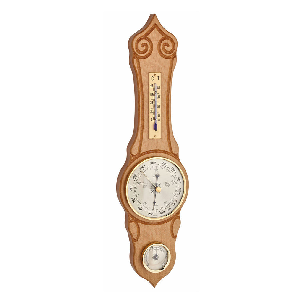 TFA Germany MONA Sheraton Style Wooden Weather Station, 42cm - Clocks Central 
