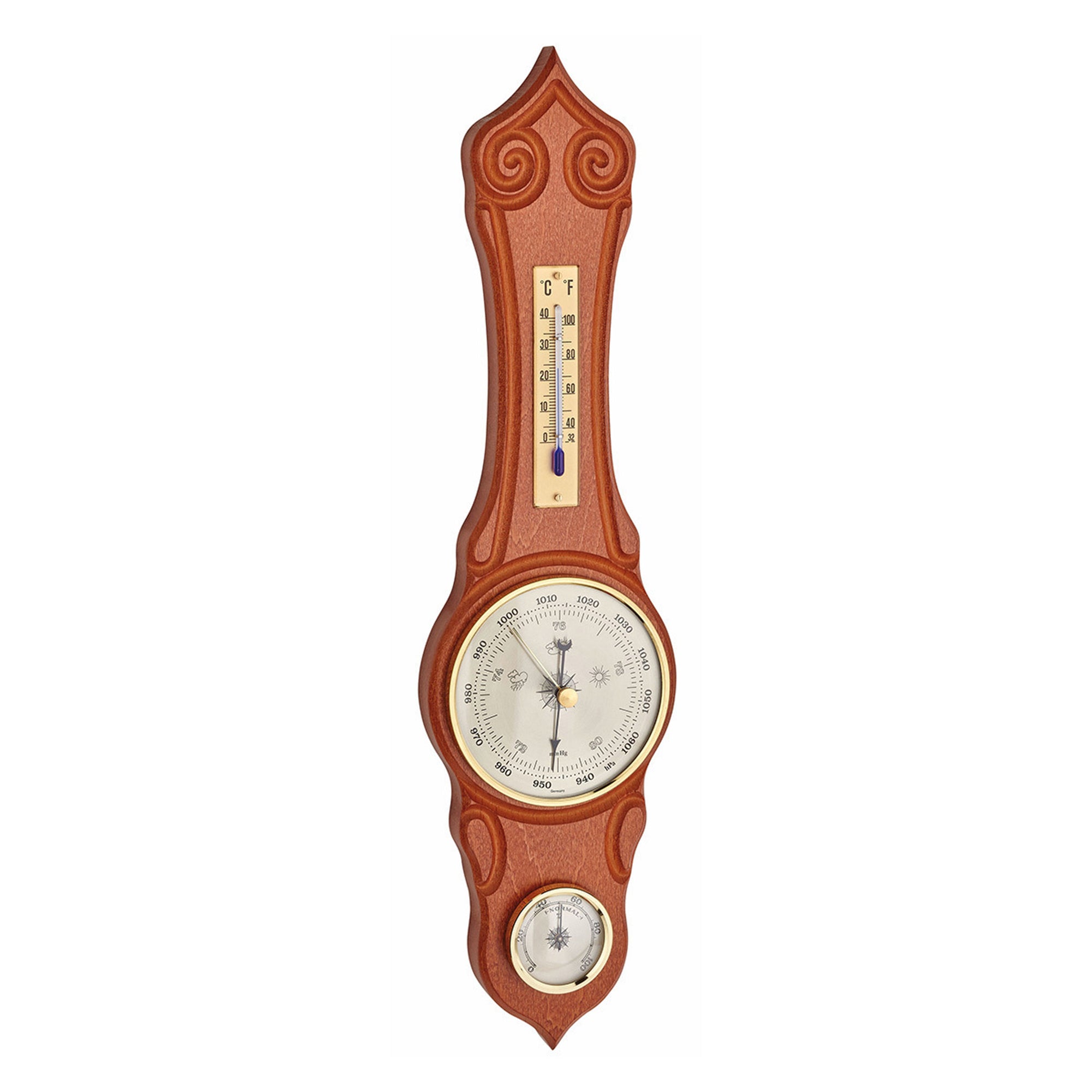 TFA Germany MONA Sheraton Style Wooden Weather Station, 42cm - Clocks Central 