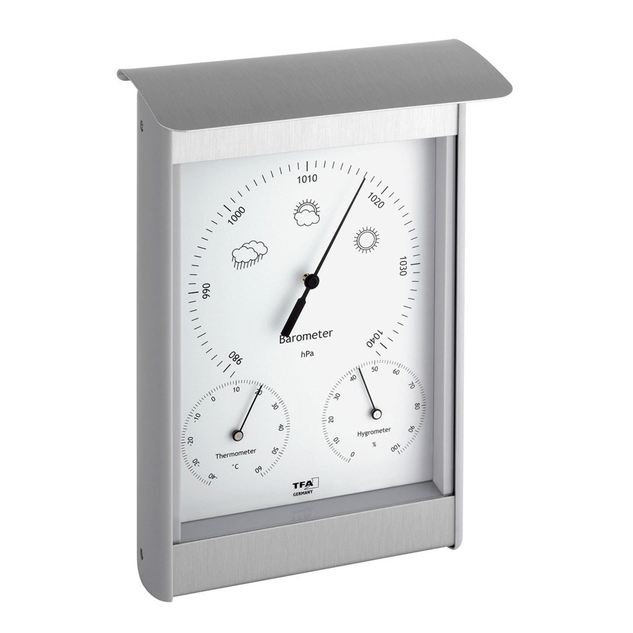 TFA Germany EGON Outdoor Weather Station Aluminium 22cm Clocks Central TFA Germany EGON Outdoor Weather Station Aluminium 22cm Clocks Central