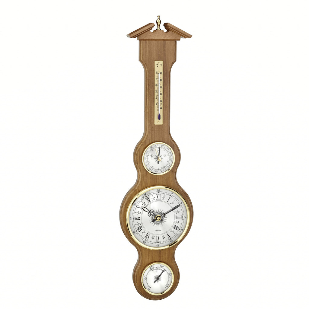 TFA Germany NIKO Sheraton Style Wooden Weather Station, 61cm - Clocks Central 