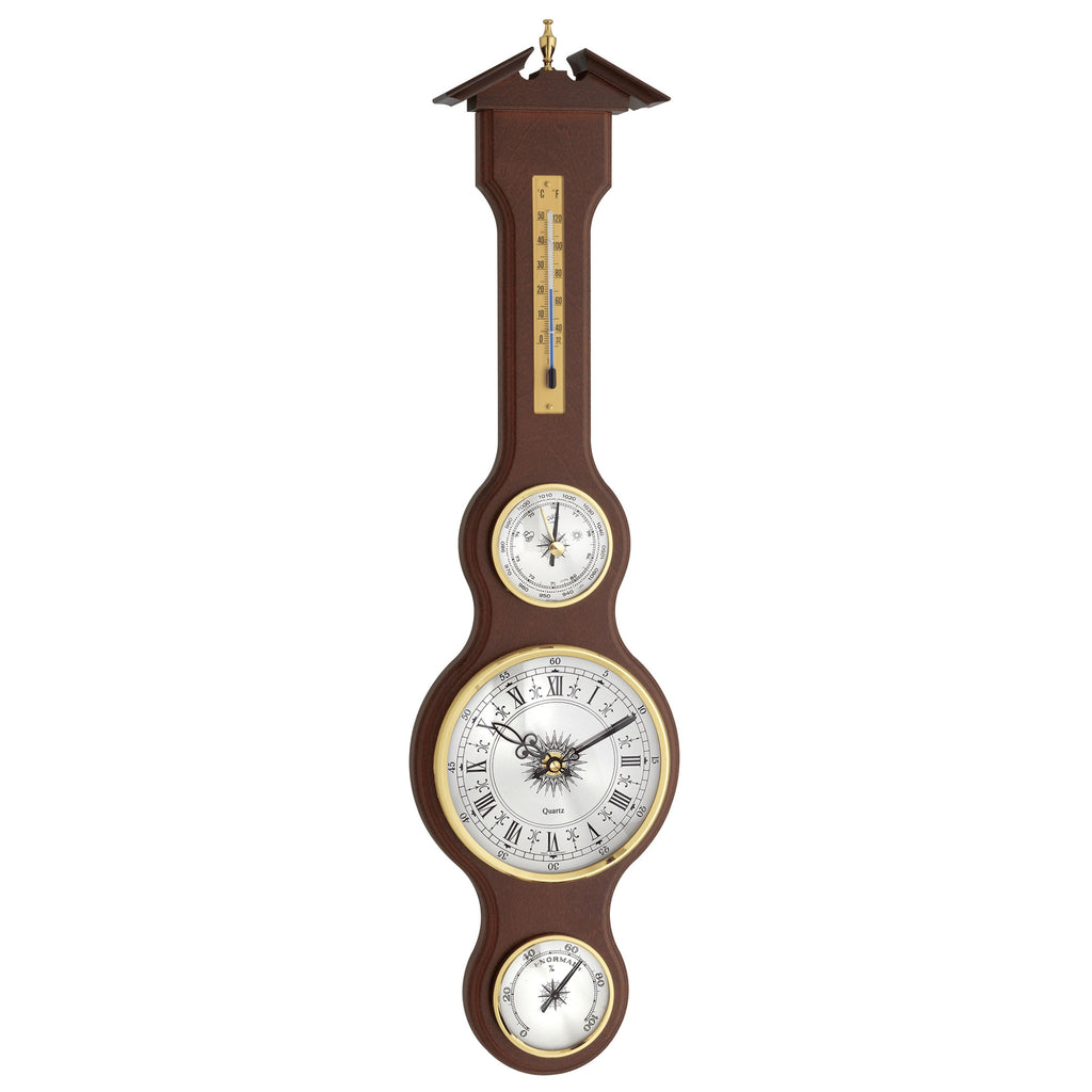 TFA Germany NIKO Sheraton Style Wooden Weather Station, 61cm - Clocks Central 