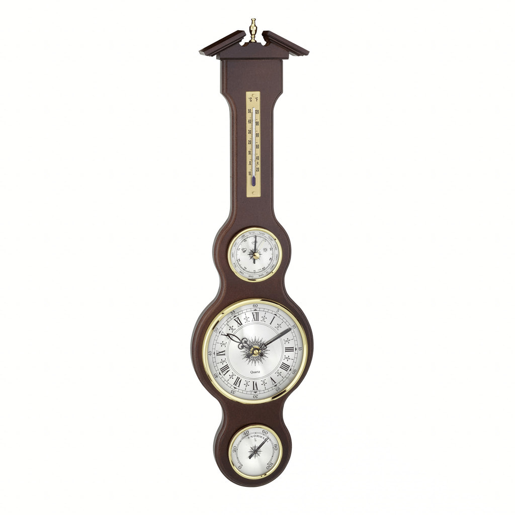 TFA Germany NIKO Sheraton Style Wooden Weather Station, 61cm - Clocks Central 