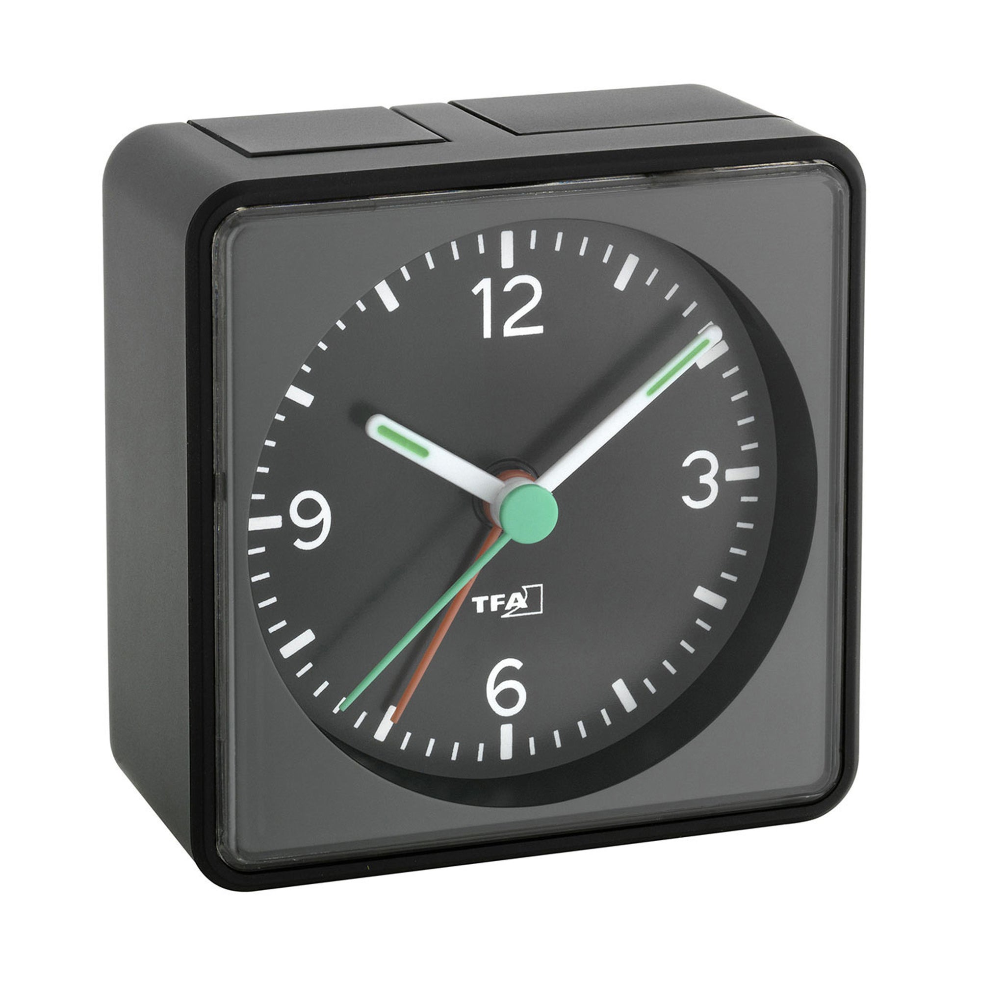 TFA Germany Analogue PUSH Silent Sweep Alarm Clock, 7cm - Clocks Central 
