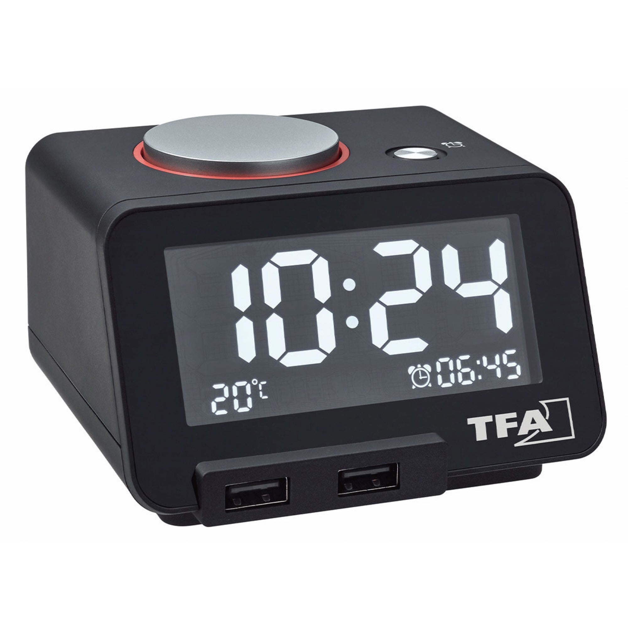 TFA Germany Hometime Digital Alarm Clock with USB, 11cm - Clocks Central 