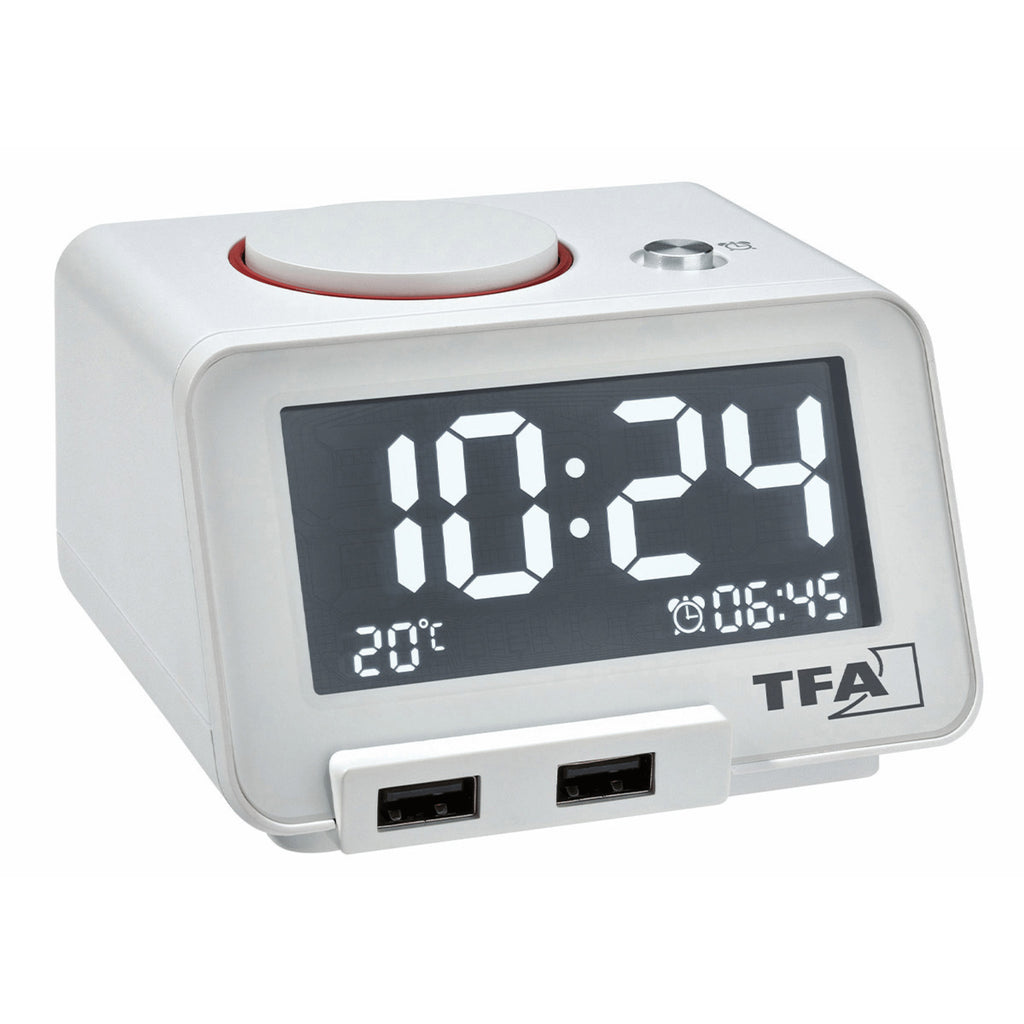 TFA Germany Hometime Digital Alarm Clock with USB, 11cm - Clocks Central 
