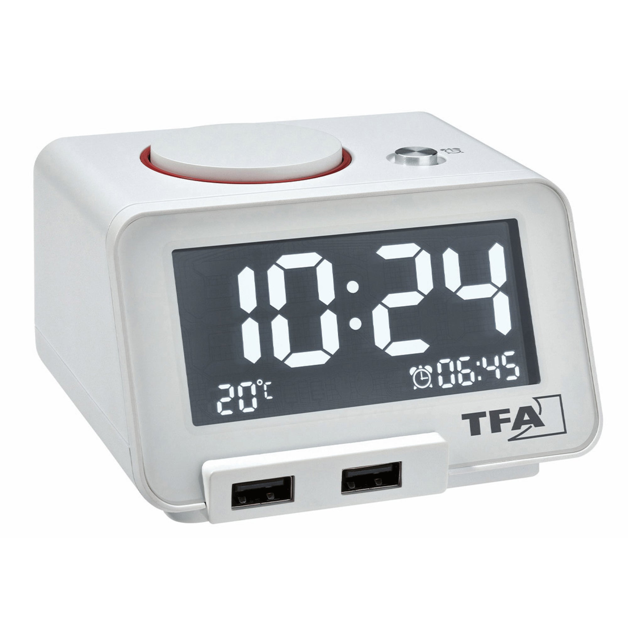 TFA Germany Hometime Digital Alarm Clock with USB, 11cm - Clocks Central 