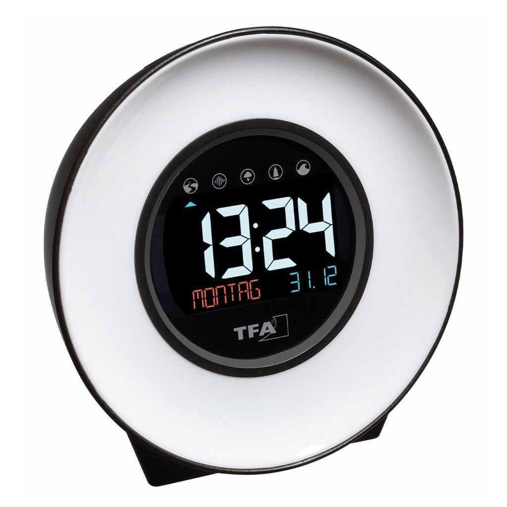 TFA Germany ROSIE Mood Light Alarm Clock with nature sounds, 14cm - Clocks Central 