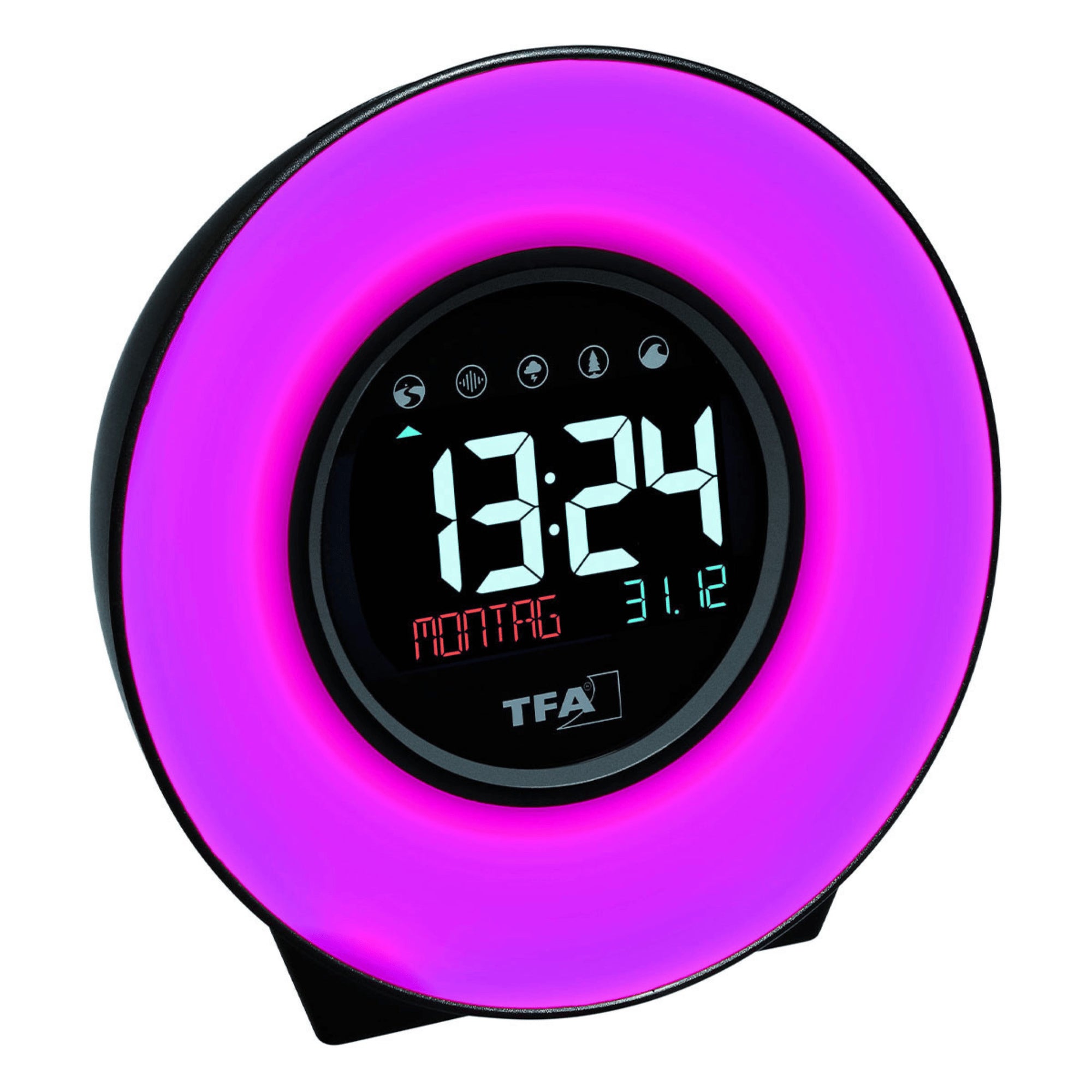 TFA Germany ROSIE Mood Light Alarm Clock with nature sounds, 14cm - Clocks Central 