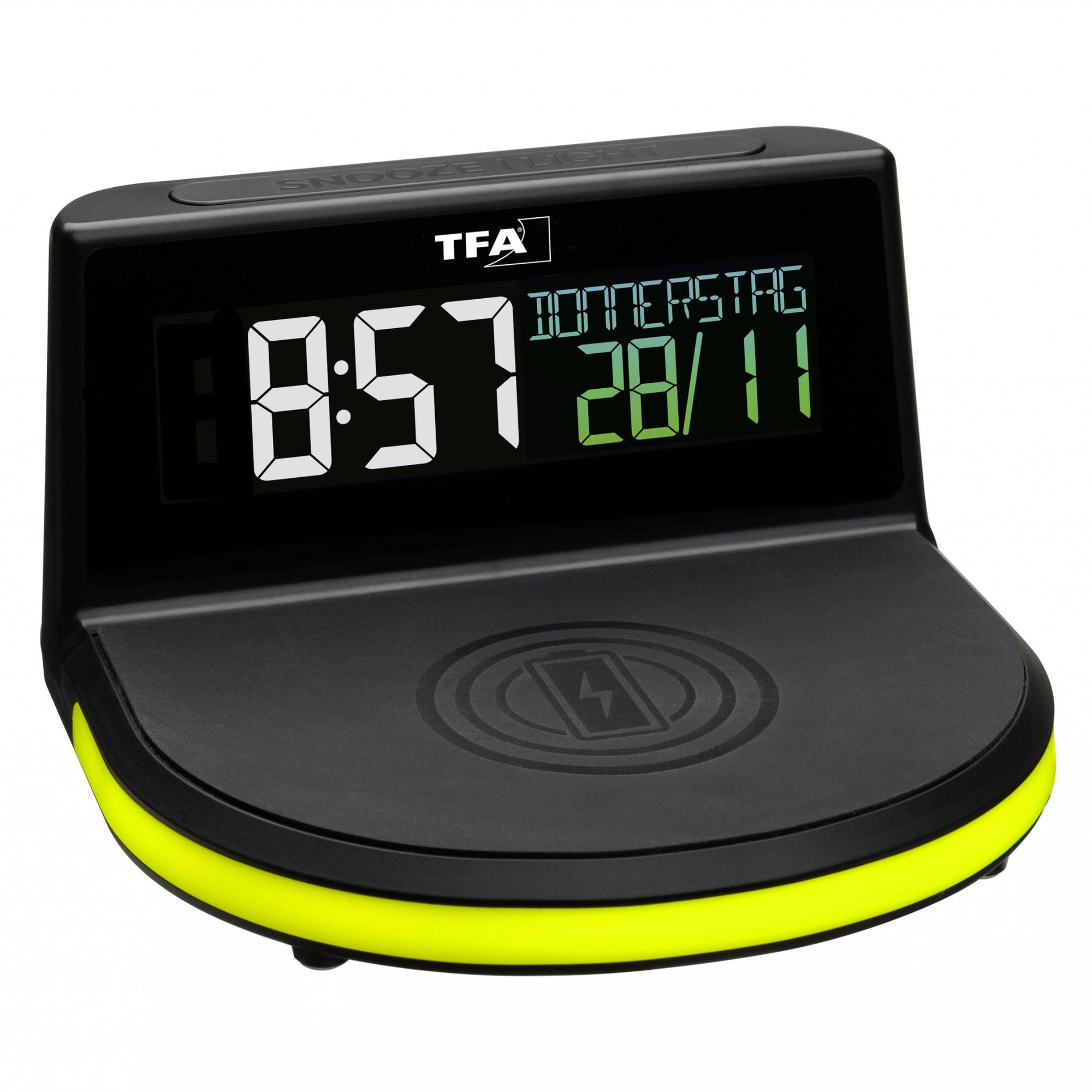 TFA Germany CHARGE-IT Wireless Inductive Charging Alarm Clock, 14cm - Clocks Central 