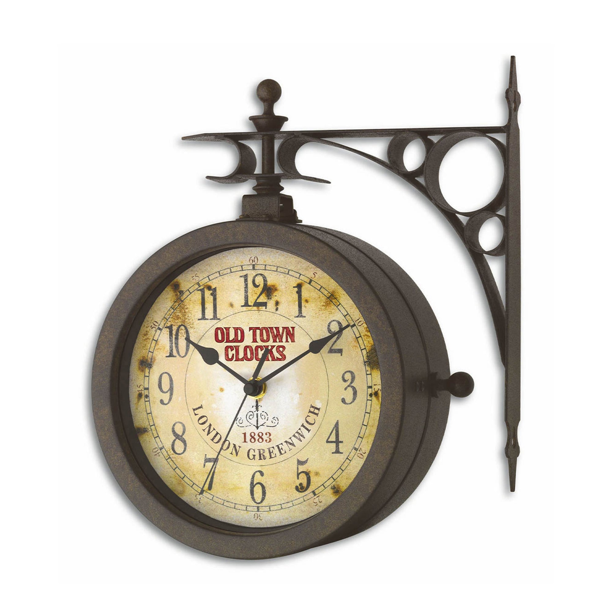 TFA Germany OLD TOWN Rotating Antique Wall Clock with Thermometer, 30cm - Clocks Central 