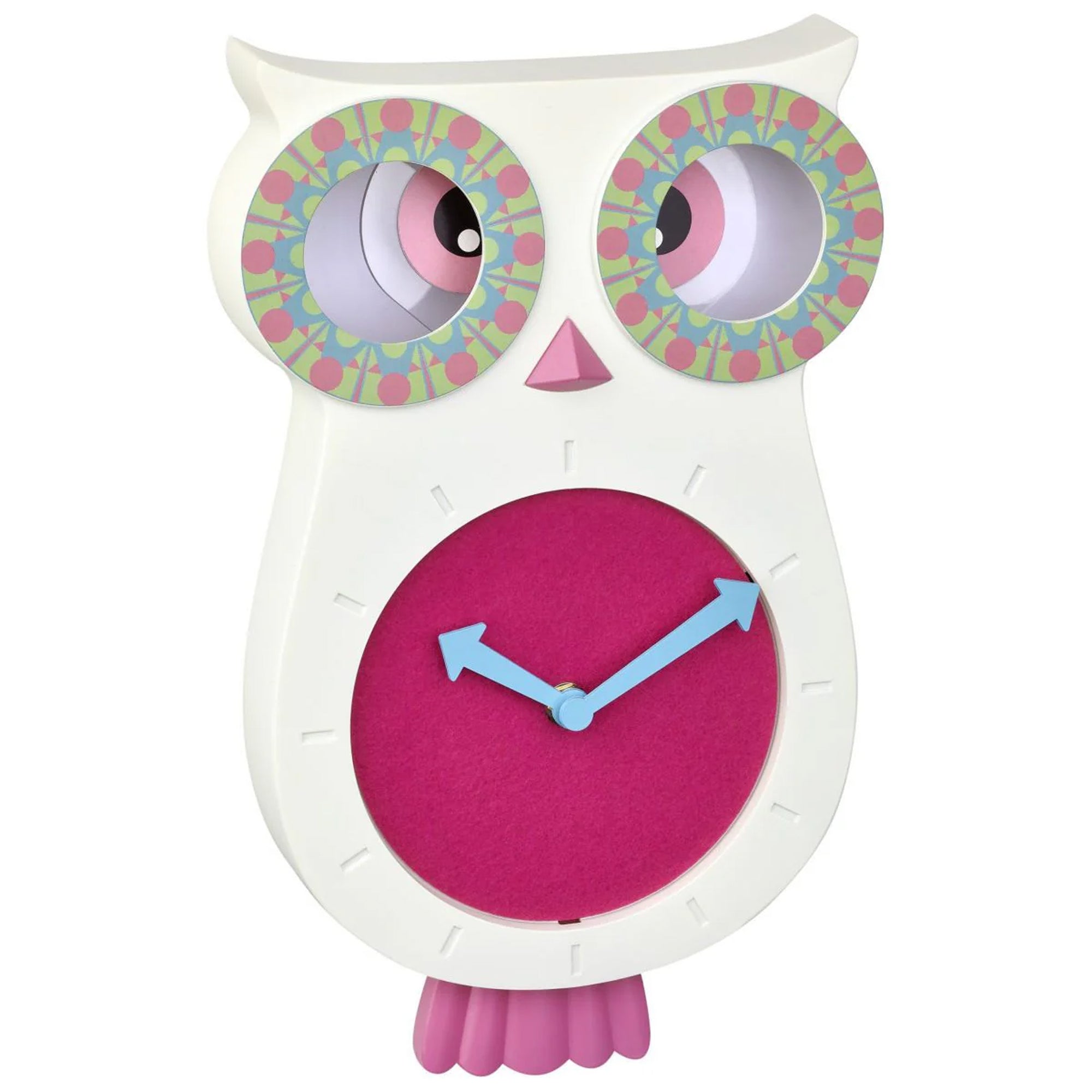 TFA Germany LUCY/WILLY Children's Pendulum Owl Wall Clock, 34cm - Clocks Central 