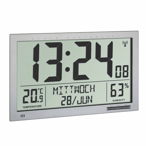 TFA Germany ALAN Digital XL Wall Clock with Room Climate, 37cm