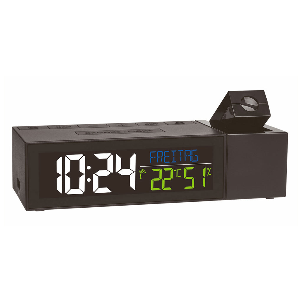 TFA Germany SHOW Projection Alarm Clock with Room Climate, 17cm - Clocks Central 
