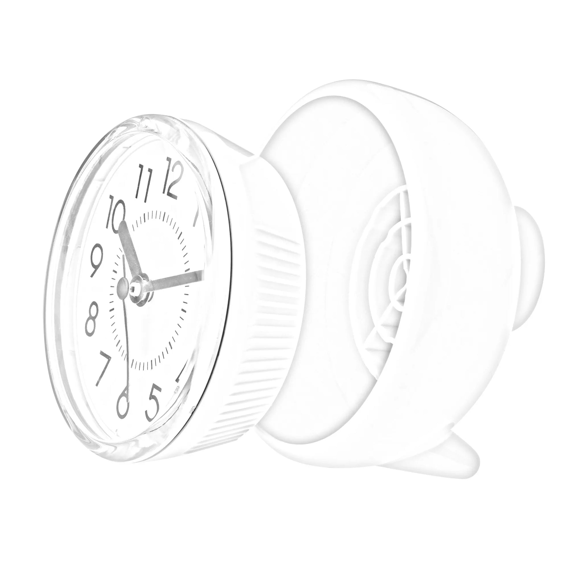 TFA Germany LULU white bathroom clock showing disassembled front face and back casing